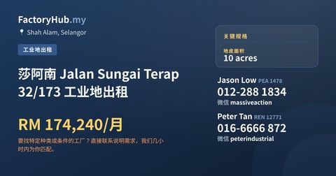 土地 出租 - 莎阿南 Jalan Sungai Terap 32/173 工业地出租 - Shah Alam, Selangor