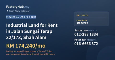 Land For Rent - Industrial Land for Rent in Jalan Sungai Terap 32/173, Shah Alam - Shah Alam, Selangor