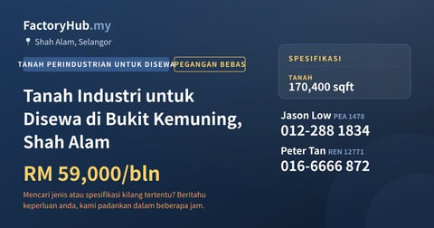 Tanah Untuk Disewa - Tanah Industri untuk Disewa di Bukit Kemuning, Shah Alam - Shah Alam, Selangor