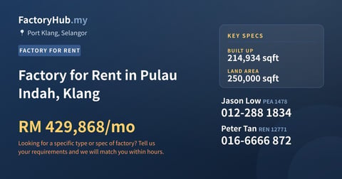 Factory For Rent - Factory for Rent in Pulau Indah, Klang - Port Klang, Selangor
