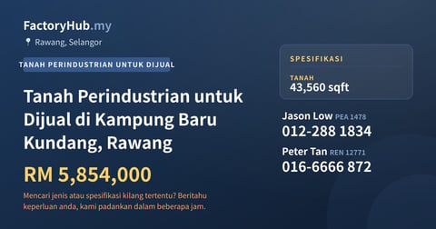 Tanah Untuk Dijual - Tanah Perindustrian untuk Dijual di Kampung Baru Kundang, Rawang - Rawang, Selangor