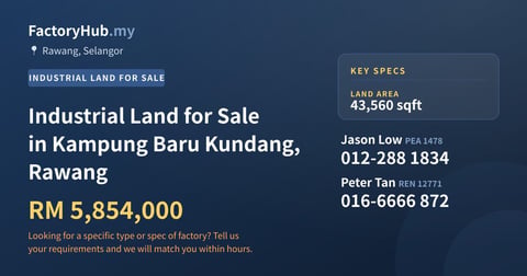 Land For Sale - Industrial Land for Sale in Kampung Baru Kundang, Rawang - Rawang, Selangor