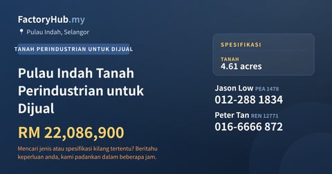 Tanah Untuk Dijual - Pulau Indah Tanah Perindustrian untuk Dijual - Pulau Indah, Selangor
