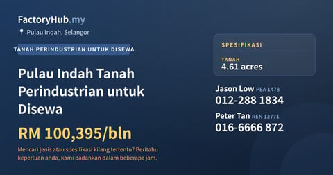 Tanah Untuk Disewa - Pulau Indah Tanah Perindustrian untuk Disewa - Pulau Indah, Selangor