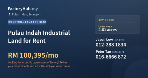 Land For Rent - Pulau Indah Industrial Land for Rent - Pulau Indah, Selangor