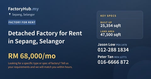 Factory For Rent - Detached Factory for Rent in Sepang, Selangor - Sepang, Selangor