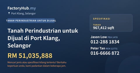 Tanah Untuk Dijual - Tanah Perindustrian untuk Dijual di Port Klang, Selangor - Port Klang, Selangor