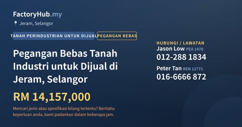 Tanah Untuk Dijual - Pegangan Bebas Tanah Industri untuk Dijual di Jeram, Selangor - Jeram, Selangor