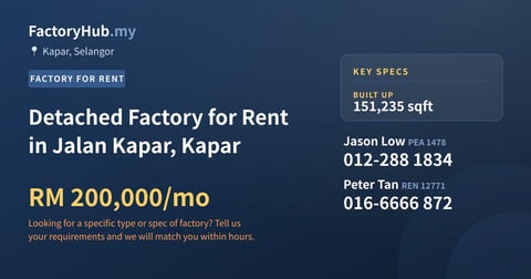 Factory For Rent - Detached Factory for Rent in Jalan Kapar, Kapar - Kapar, Selangor