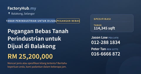 Tanah Untuk Dijual - Pegangan Bebas Tanah Perindustrian untuk Dijual di Balakong - Balakong, Selangor