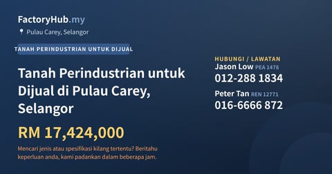Tanah Untuk Dijual - Tanah Perindustrian untuk Dijual di Pulau Carey, Selangor - Pulau Carey, Selangor