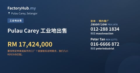 土地 出售 - Pulau Carey 工业地出售 - Pulau Carey, Selangor