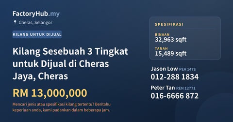 Kilang Untuk Dijual - Kilang Sesebuah 3 Tingkat untuk Dijual di Cheras Jaya, Cheras - Cheras, Selangor