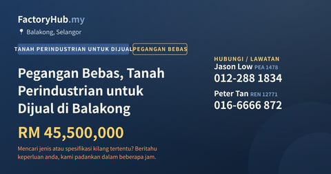 Tanah Untuk Dijual - Pegangan Bebas, Tanah Perindustrian untuk Dijual di Balakong - Balakong, Selangor