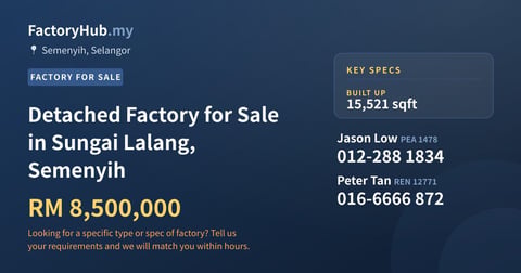 Factory For Sale - Detached Factory for Sale in Sungai Lalang, Semenyih - Semenyih, Selangor