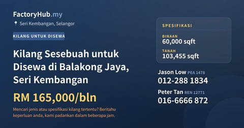 Kilang Untuk Disewa - Kilang Sesebuah untuk Disewa di Balakong Jaya, Seri Kembangan - Seri Kembangan, Selangor