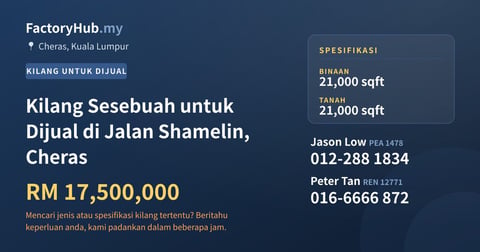 Kilang Untuk Dijual - Kilang Sesebuah untuk Dijual di Jalan Shamelin, Cheras - Cheras, Kuala Lumpur