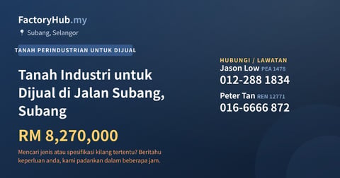 Tanah Untuk Dijual - Tanah Industri untuk Dijual di Jalan Subang, Subang - Subang, Selangor