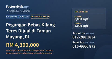 Kilang Untuk Dijual - Pegangan Bebas Kilang Teres Dijual di Taman Mayang, PJ - Petaling Jaya, Selangor