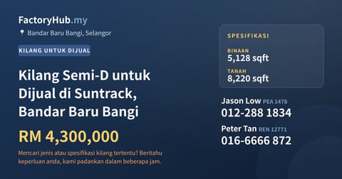 Kilang Untuk Dijual - Kilang Semi-D untuk Dijual di Suntrack, Bandar Baru Bangi - Bandar Baru Bangi, Selangor