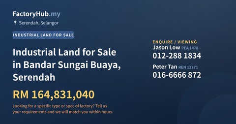 Land For Sale - Industrial Land for Sale in Bandar Sungai Buaya, Serendah - Serendah, Selangor
