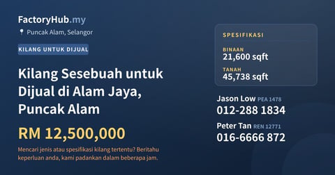 Kilang Untuk Dijual - Kilang Sesebuah untuk Dijual di Alam Jaya, Puncak Alam - Puncak Alam, Selangor