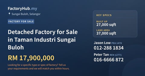 Factory For Sale - Detached Factory for Sale in Taman Industri Sungai Buloh - Sungai Buloh, Selangor