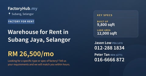 Factory For Rent - Warehouse for Rent in Subang Jaya, Selangor - Subang, Selangor
