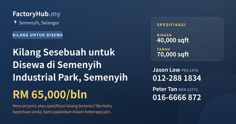 Kilang Untuk Disewa - Kilang Sesebuah untuk Disewa di Semenyih Industrial Park, Semenyih - Semenyih, Selangor