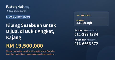Kilang Untuk Dijual - Kilang Sesebuah untuk Dijual di Bukit Angkat, Kajang - Kajang, Selangor
