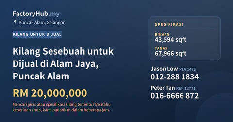 Kilang Sesebuah untuk Dijual di Alam Jaya, Puncak Alam, 43,594 kaki persegi
