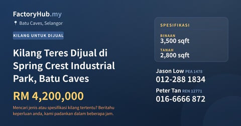 Kilang Untuk Dijual - Kilang Teres Dijual di Spring Crest Industrial Park, Batu Caves - Batu Caves, Selangor