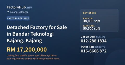 Factory For Sale - Detached Factory for Sale in Bandar Teknologi Kajang, Kajang - Kajang, Selangor