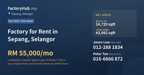 Factory For Rent - Factory for Rent in Sepang, Selangor - Sepang, Selangor
