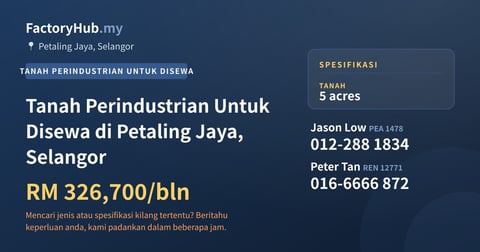 Tanah Untuk Disewa - Tanah Perindustrian Untuk Disewa di Petaling Jaya, Selangor - Petaling Jaya, Selangor