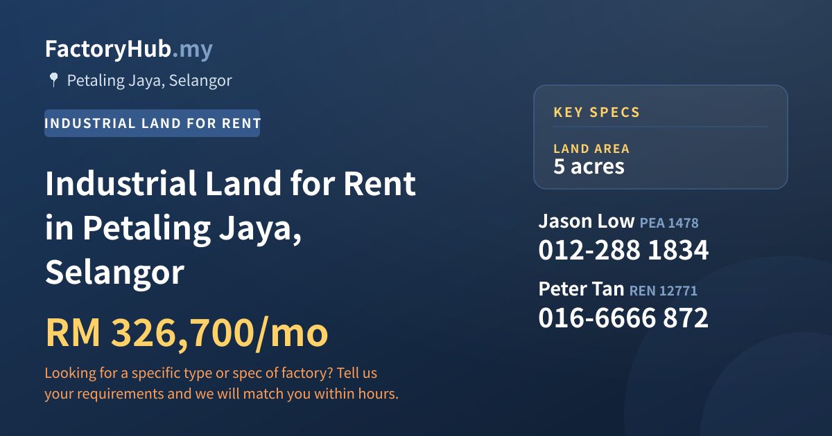 Land For Rent - Industrial Land for Rent in Petaling Jaya, Selangor - Petaling Jaya, Selangor