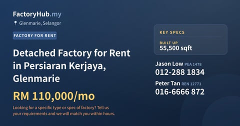 Detached Factory for Rent in Persiaran Kerjaya, Glenmarie, 55,500 sqft