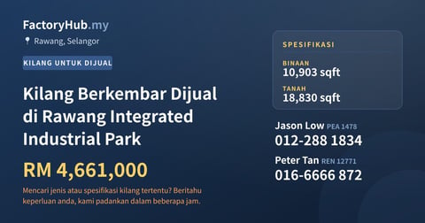 Kilang Berkembar Dijual di Rawang Integrated Industrial Park, 10,903 kaki persegi