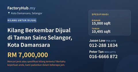 Kilang Berkembar Dijual di Taman Sains Selangor, Kota Damansara, 15,000 kaki persegi