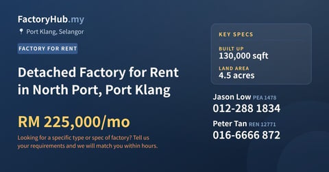 Factory For Rent - Detached Factory for Rent in North Port, Port Klang - Port Klang, Selangor