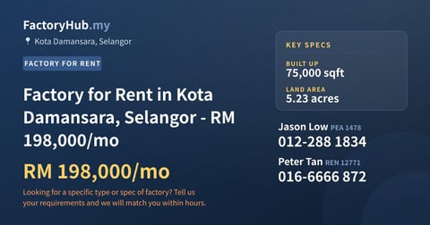 Factory For Rent - Factory for Rent in Kota Damansara, Selangor - RM 198,000/mo - Kota Damansara, Selangor