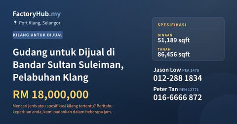 Gudang untuk Dijual di Bandar Sultan Suleiman, Pelabuhan Klang, 51,189 kaki persegi - Port Klang, Selangor