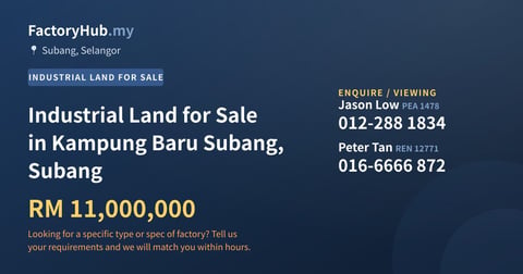 Industrial Land for Sale in Kampung Baru Subang, Subang, 2 acres