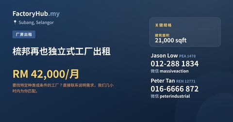 工厂 出租 - 梳邦再也独立式工厂出租 - Subang, Selangor