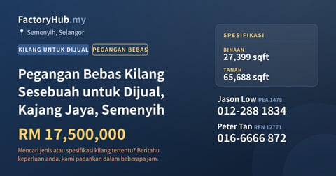 Pegangan Bebas Kilang Sesebuah untuk Dijual, Kajang Jaya, Semenyih, 27,399 kaki persegi