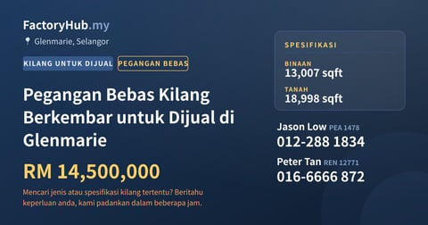 Pegangan Bebas Kilang Berkembar untuk Dijual di Glenmarie, 13,007 kaki persegi