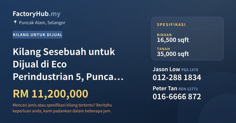 Kilang Sesebuah untuk Dijual di Eco Perindustrian 5, Puncak Alam, 16,500 kaki persegi