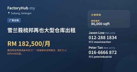 工厂 出租 - 雪兰莪梳邦再也大型仓库出租 - Subang, Selangor