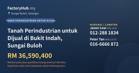 Tanah Perindustrian untuk Dijual di Bukit Indah, Sungai Buloh