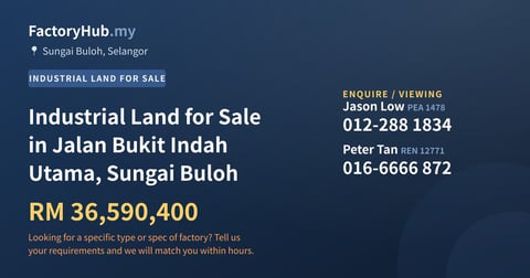 Industrial Land for Sale in Jalan Bukit Indah Utama, Sungai Buloh